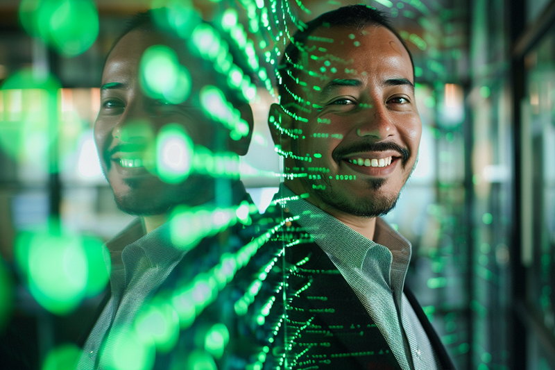 Businessman behind a real estate